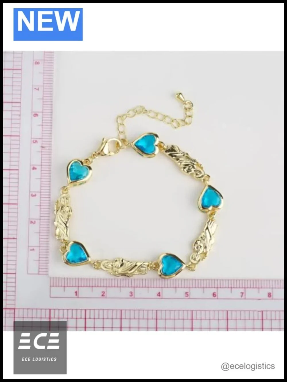 14K Yellow Gold Crystal Heart San Judas Bracelet Religious St Jude